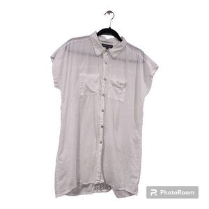 ClubZ Button Down Coverup White Size L Lace Back Detail